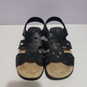 Easy Street Sz 10M Black Faux Leather Women's Sandals